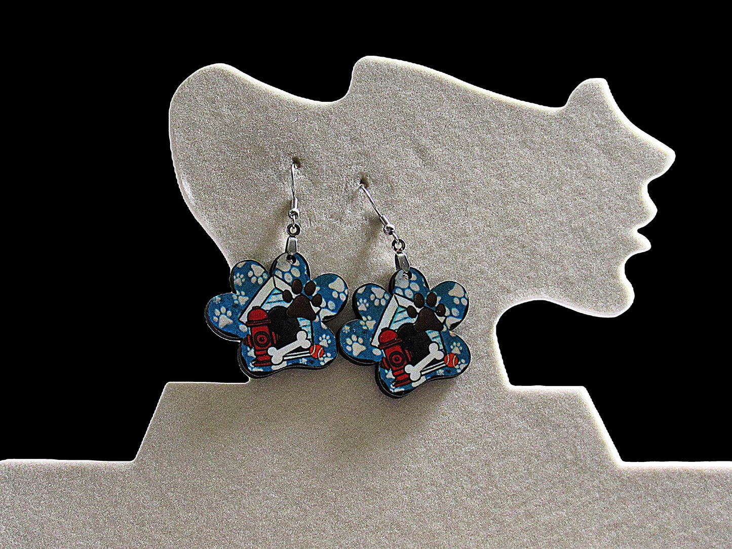 Paw Print Shaped Sublimated Earrings