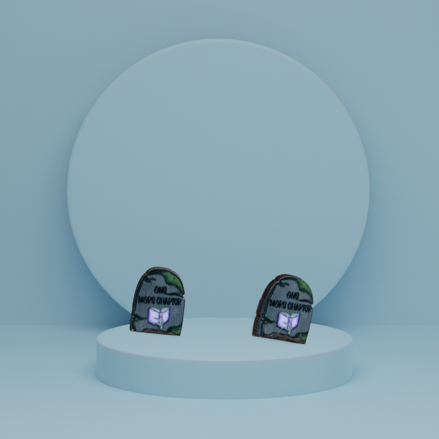 Grave Stone Shaped Sublimated Stud Earrings