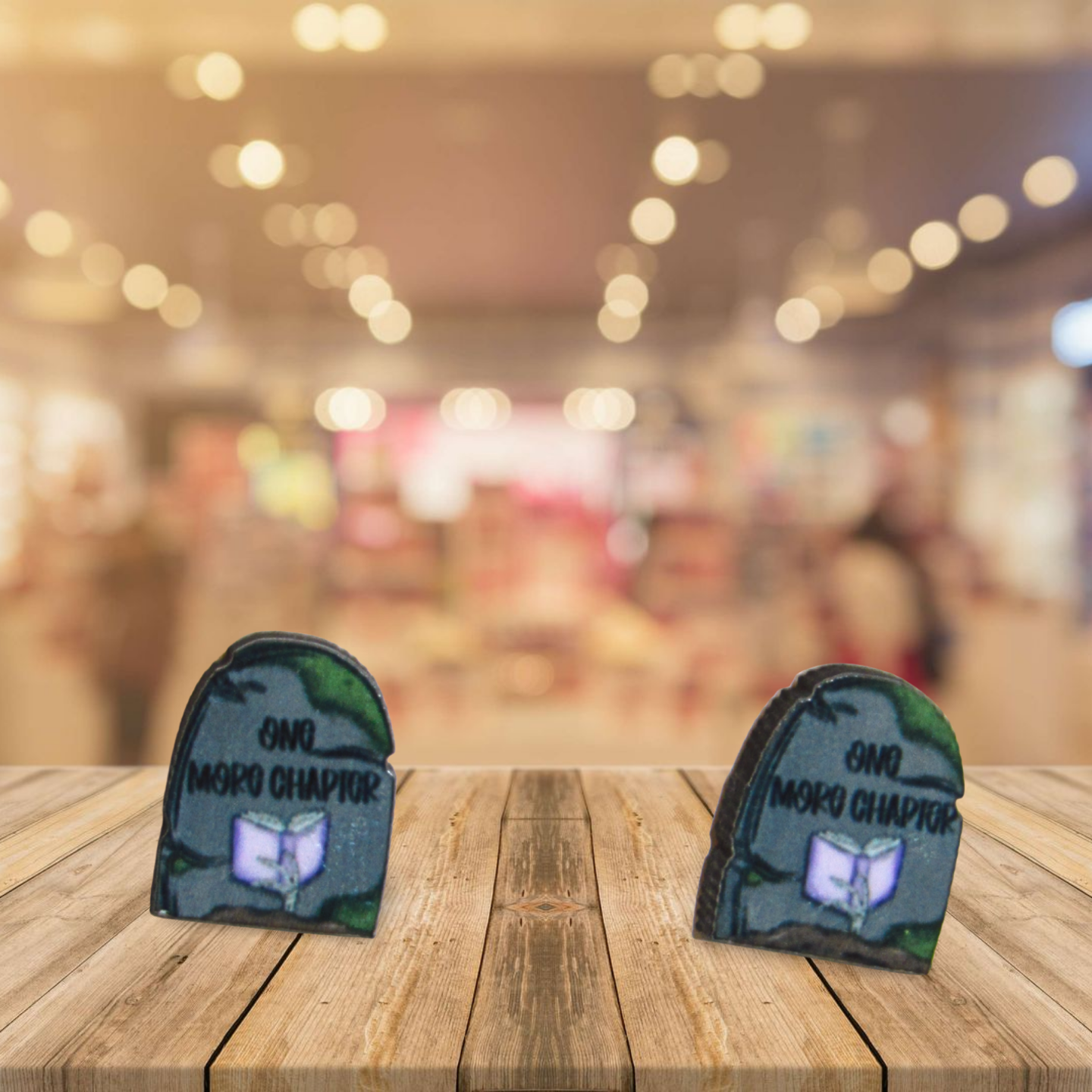 Grave Stone Shaped Sublimated Stud Earrings