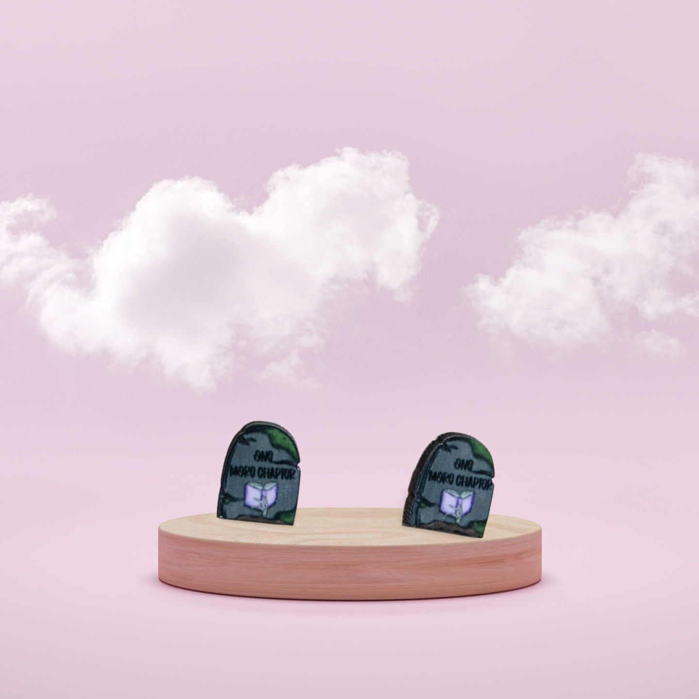 Grave Stone Shaped Sublimated Stud Earrings