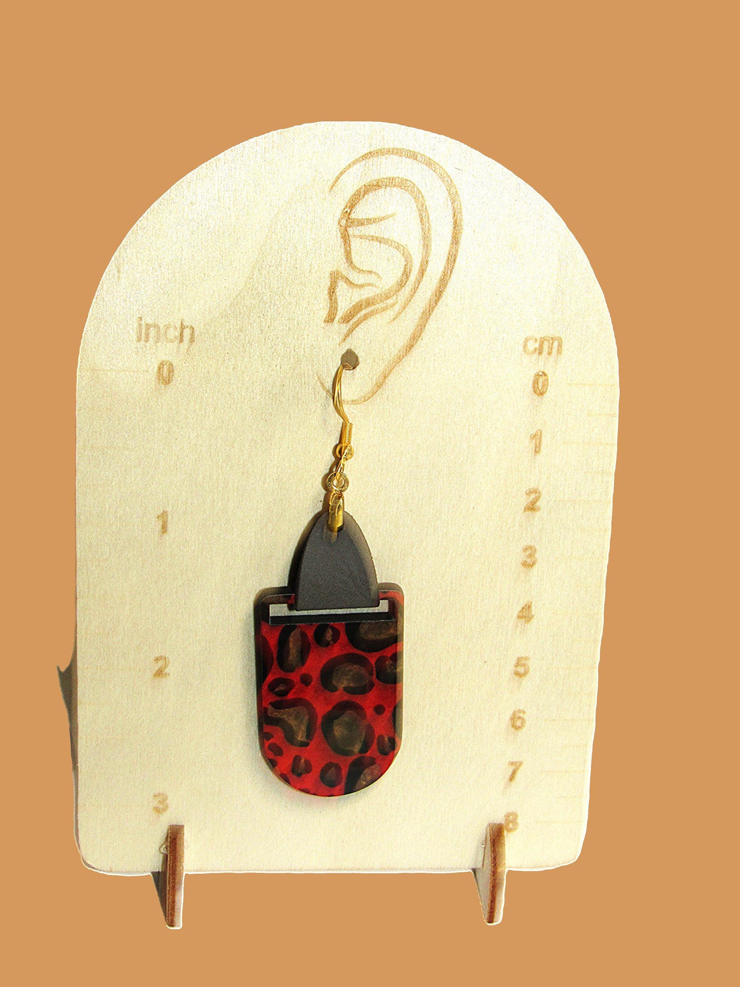 Faux Leather Bar Shaped Sublimated Earrings