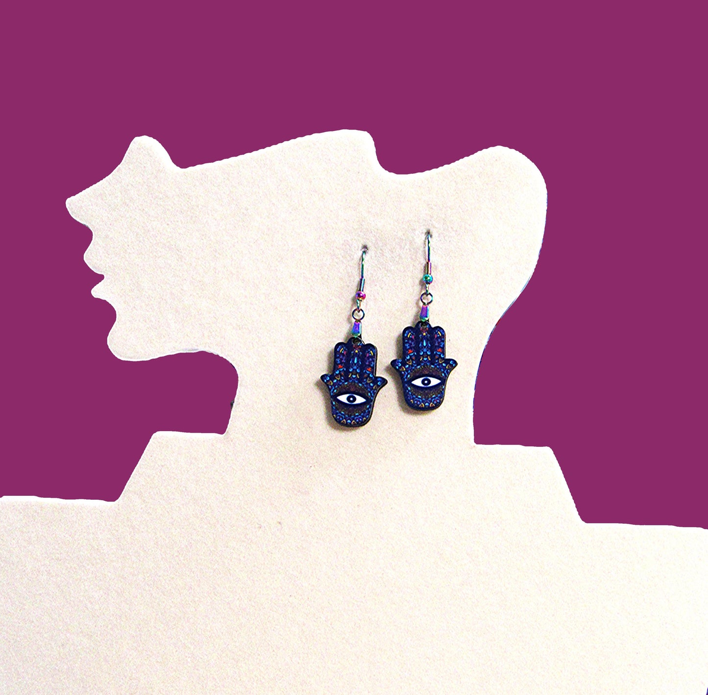 Hamsa Hand Shaped Sublimated Earrings