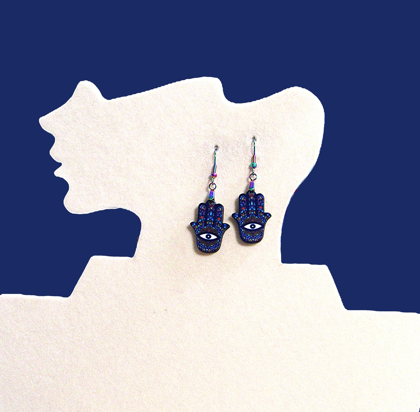 Hamsa Hand Shaped Sublimated Earrings
