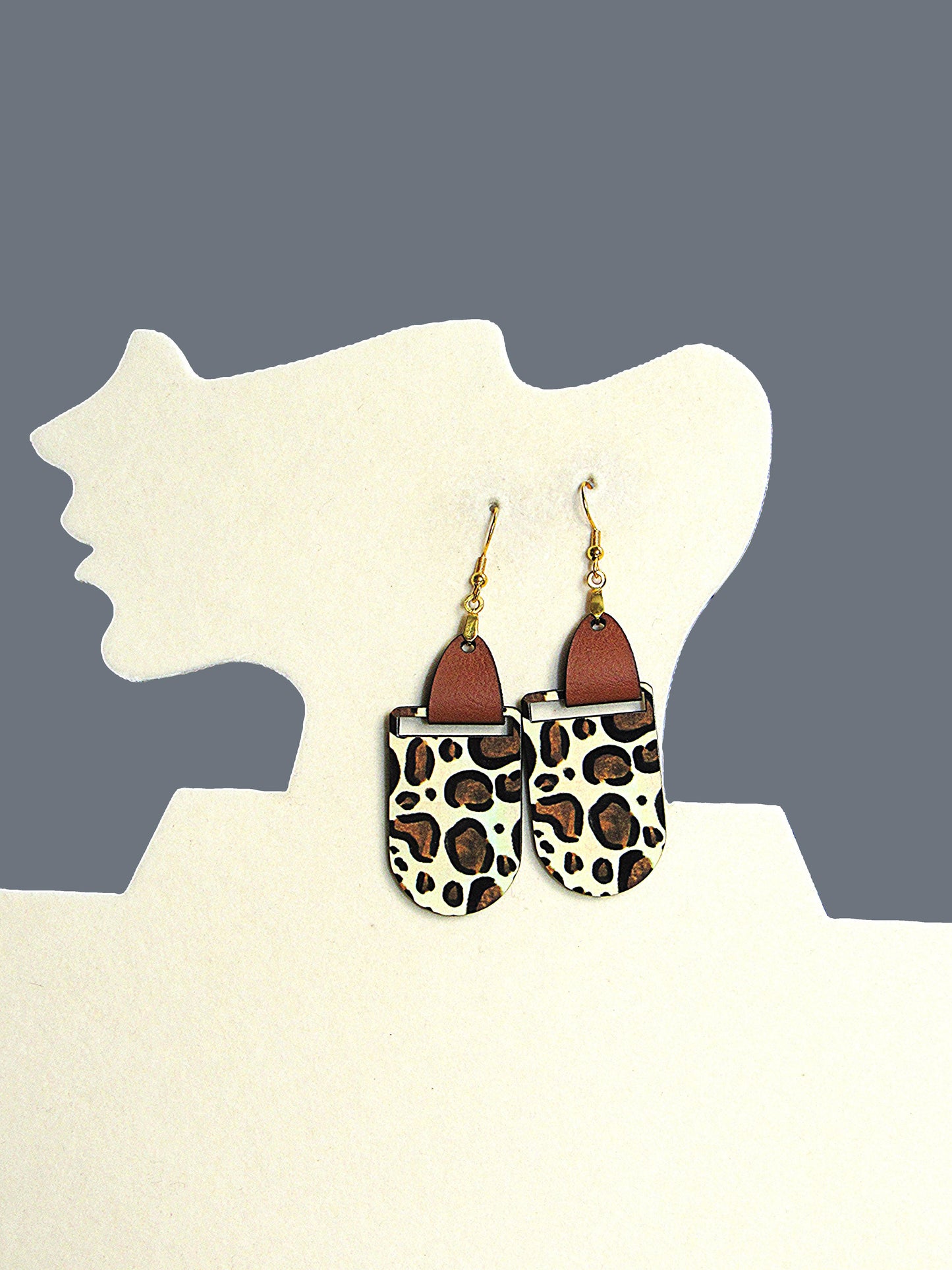 Faux Leather Bar Shaped Sublimated Earrings