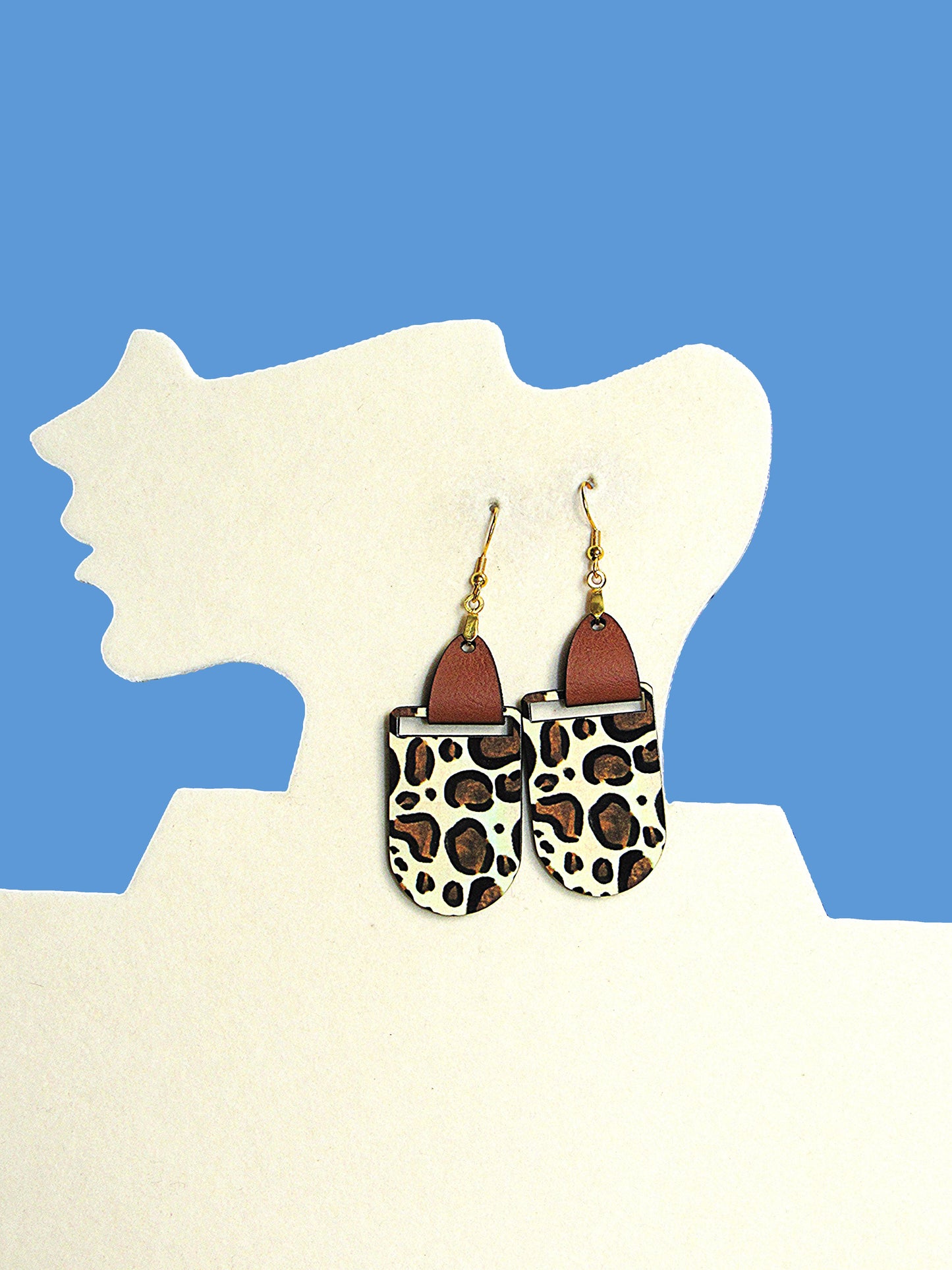 Faux Leather Bar Shaped Sublimated Earrings