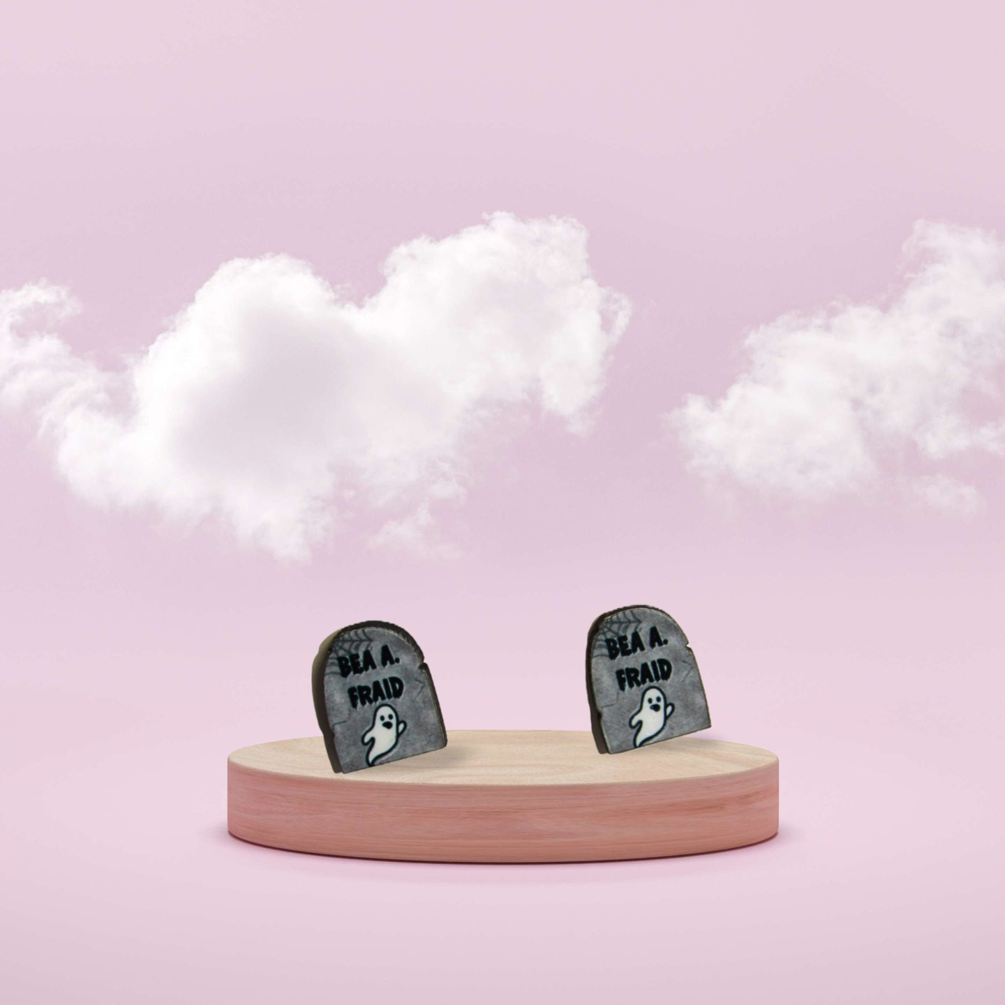 Grave Stone Shaped Sublimated Stud Earrings