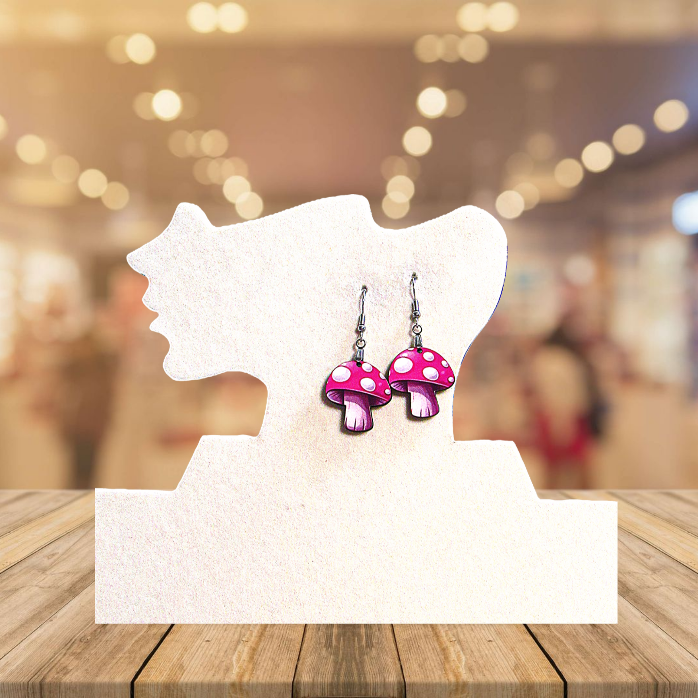 Mushroom Shaped Sublimated Earrings 1 inch