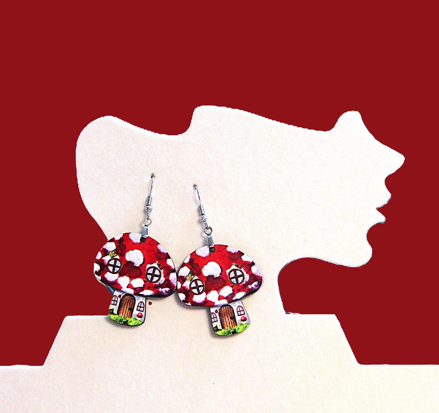 Mushroom Shaped Sublimated Earrings