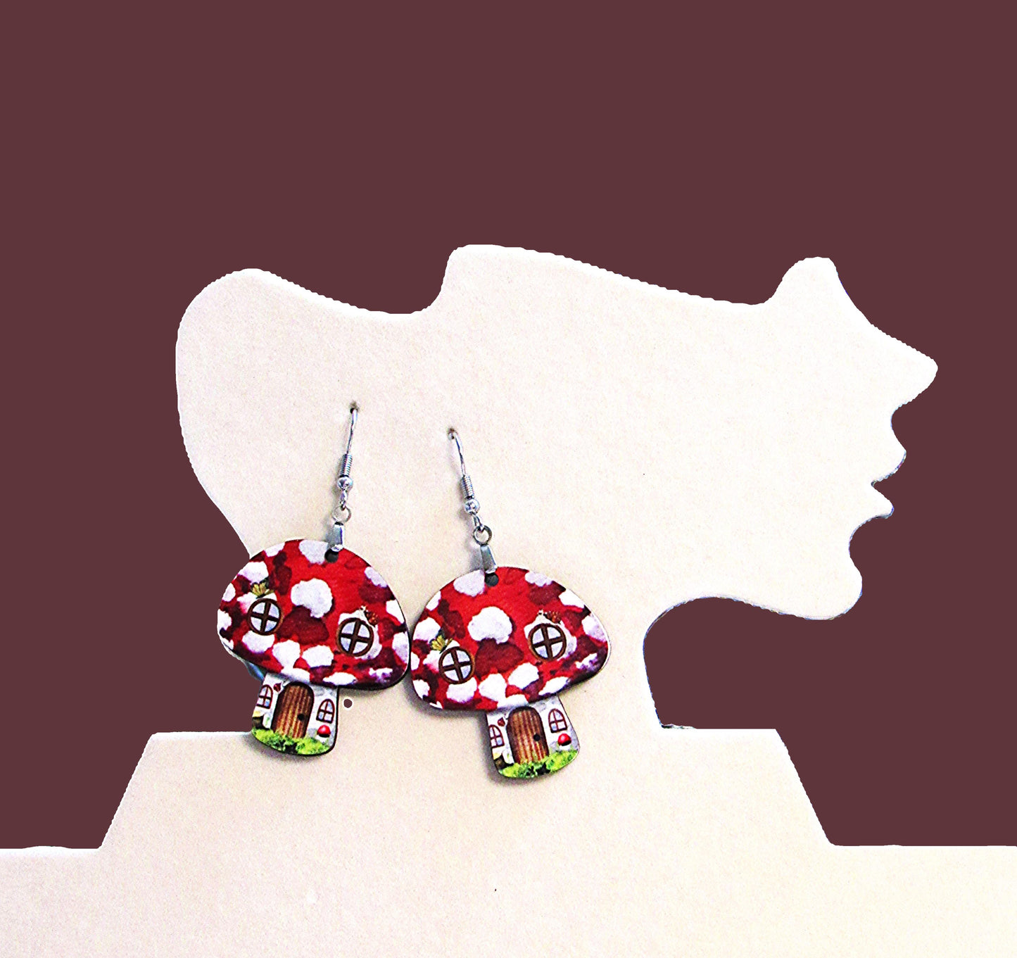 Mushroom Shaped Sublimated Earrings
