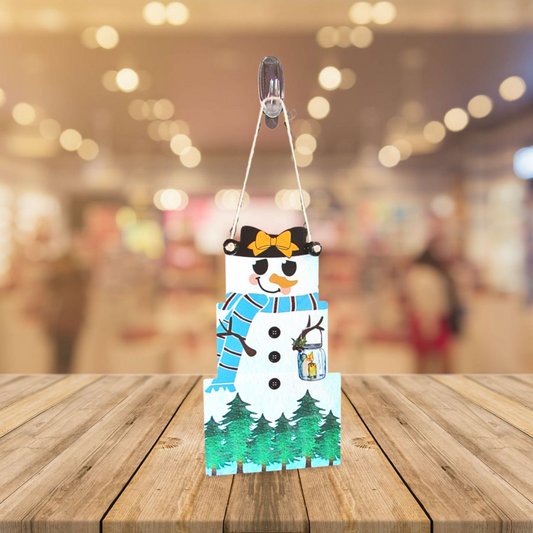 Snowman Stacked Gift Shaped Sublimated Door Hanger