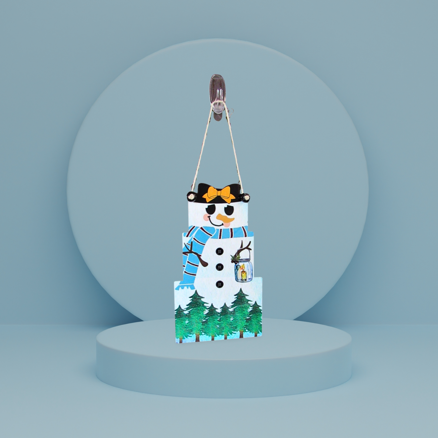 Snowman Stacked Gift Shaped Sublimated Door Hanger