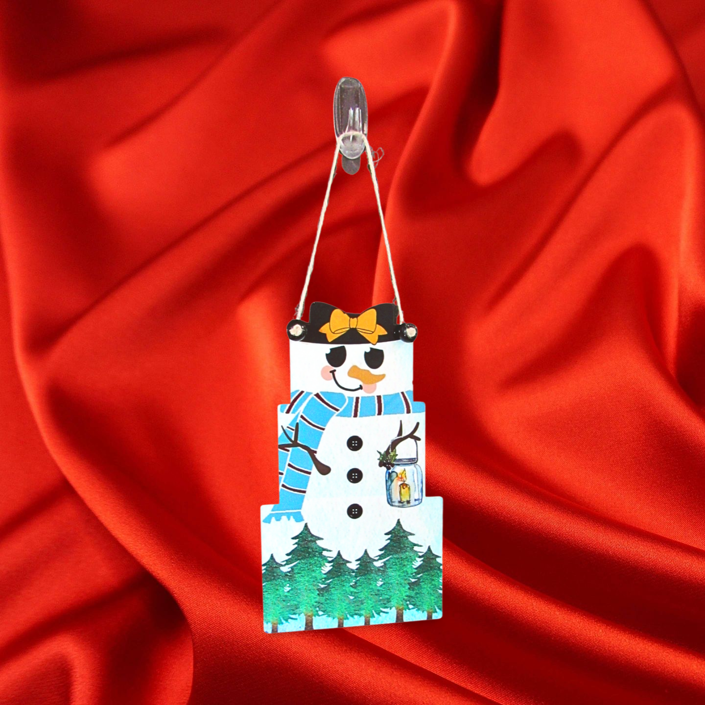 Snowman Stacked Gift Shaped Sublimated Door Hanger