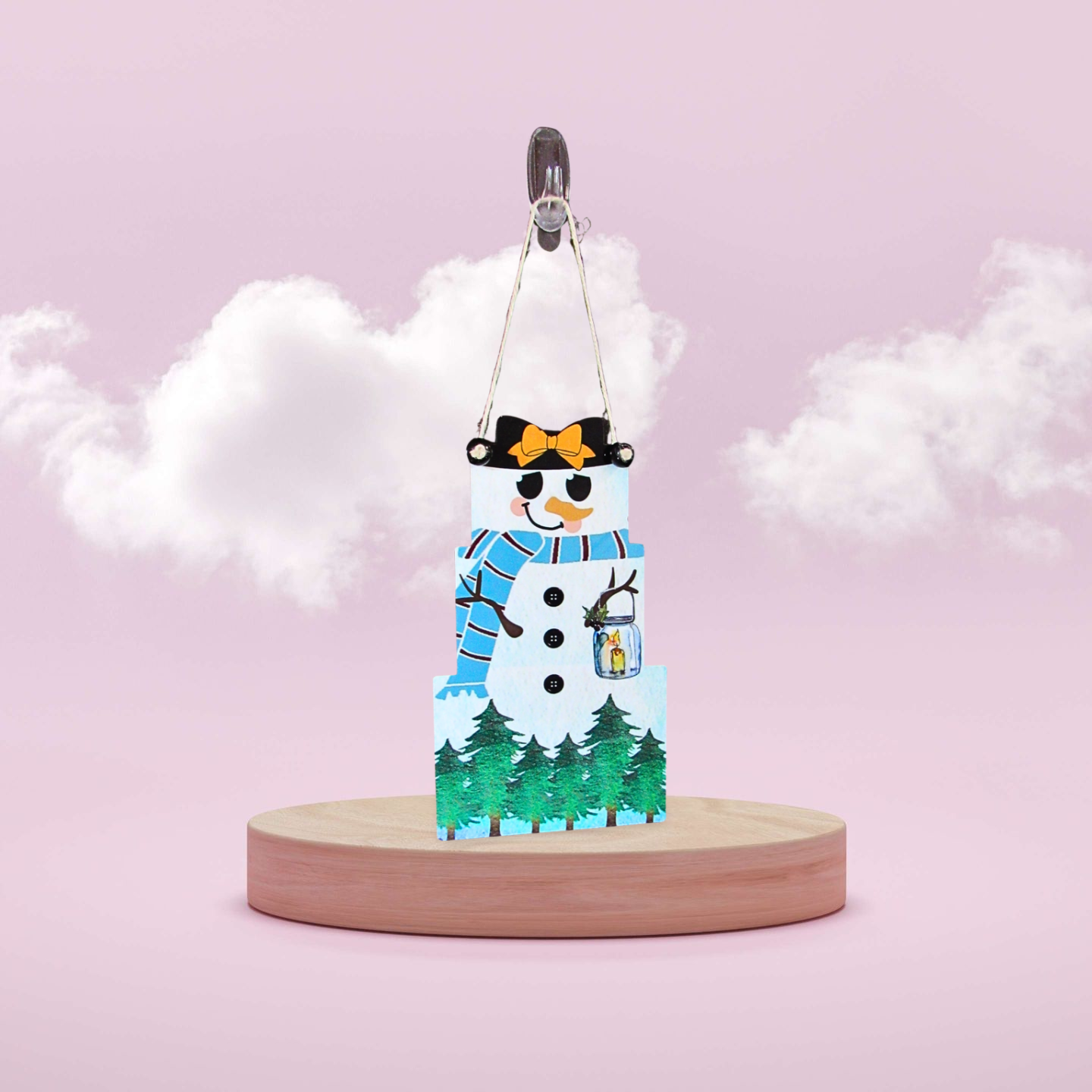 Snowman Stacked Gift Shaped Sublimated Door Hanger