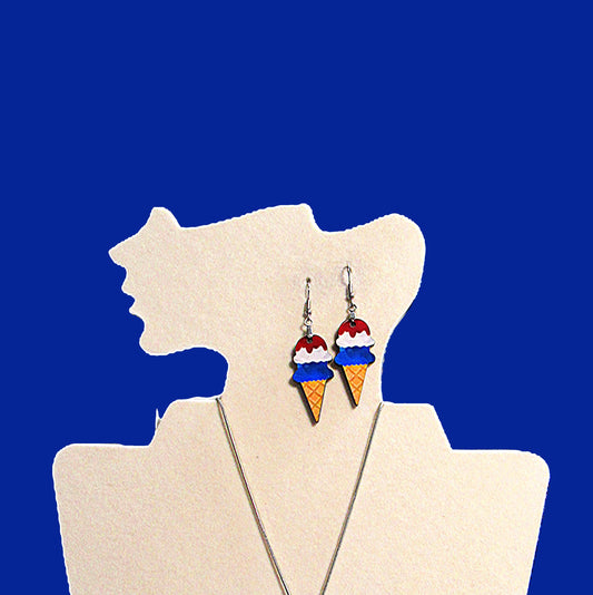 Ice Cream Shaped Sublimated Earrings