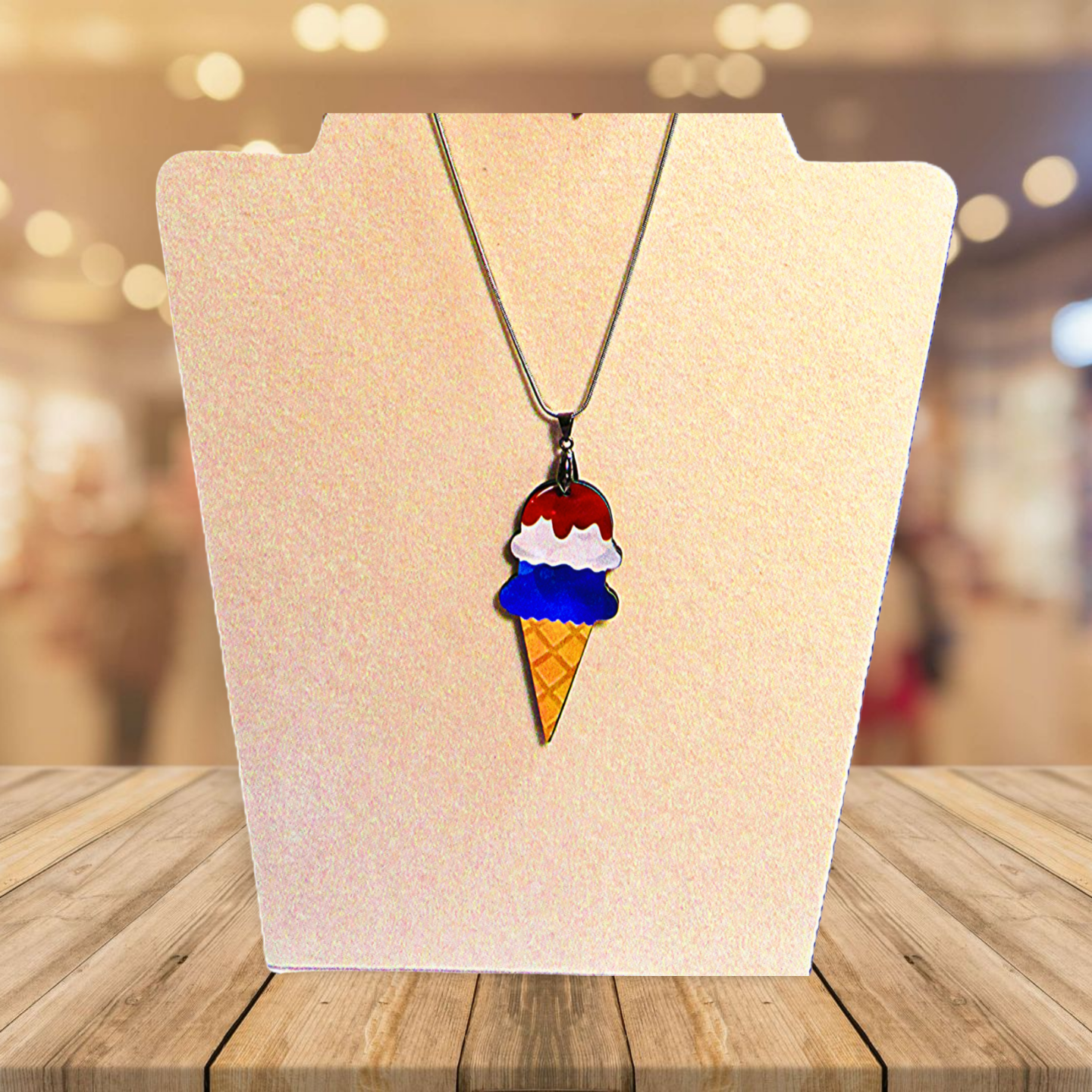 Ice Cream Cone Shaped Sublimated Necklace