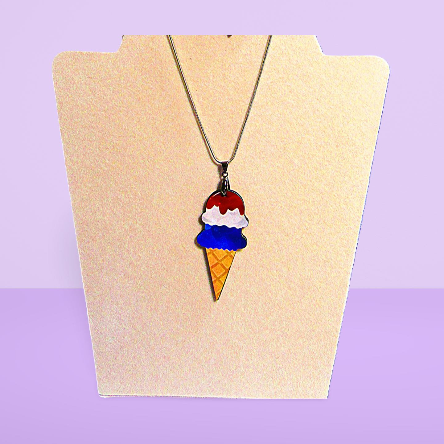 Ice Cream Cone Shaped Sublimated Necklace