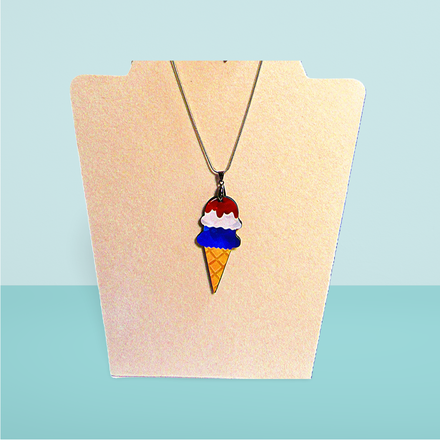Ice Cream Cone Shaped Sublimated Necklace