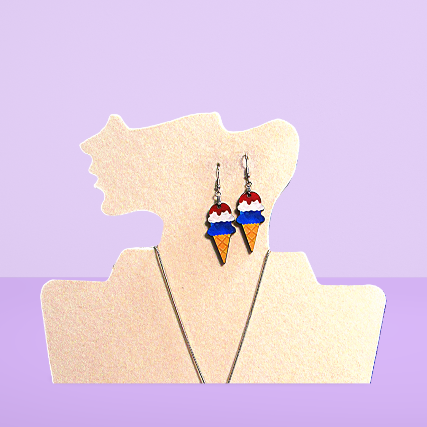 Ice Cream Shaped Sublimated Earrings