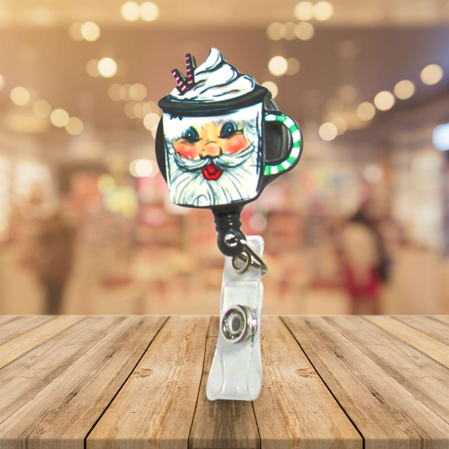 Latte Mug Shaped Sublimated Badge Reel