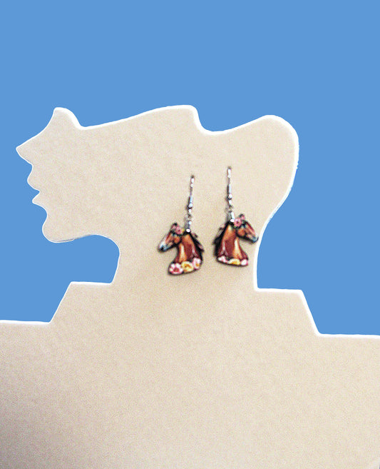 Horse Head Shaped Sublimated Earrings