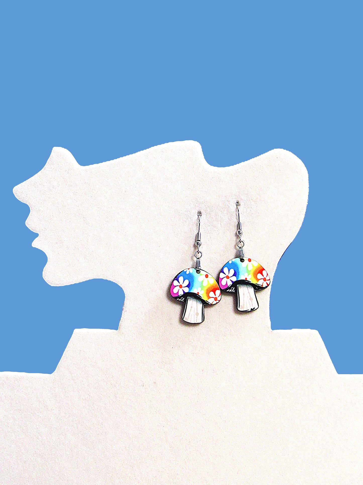 Mushroom Shaped Sublimated Earrings 1 inch