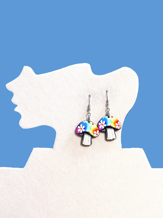Mushroom Shaped Sublimated Earrings 1 inch