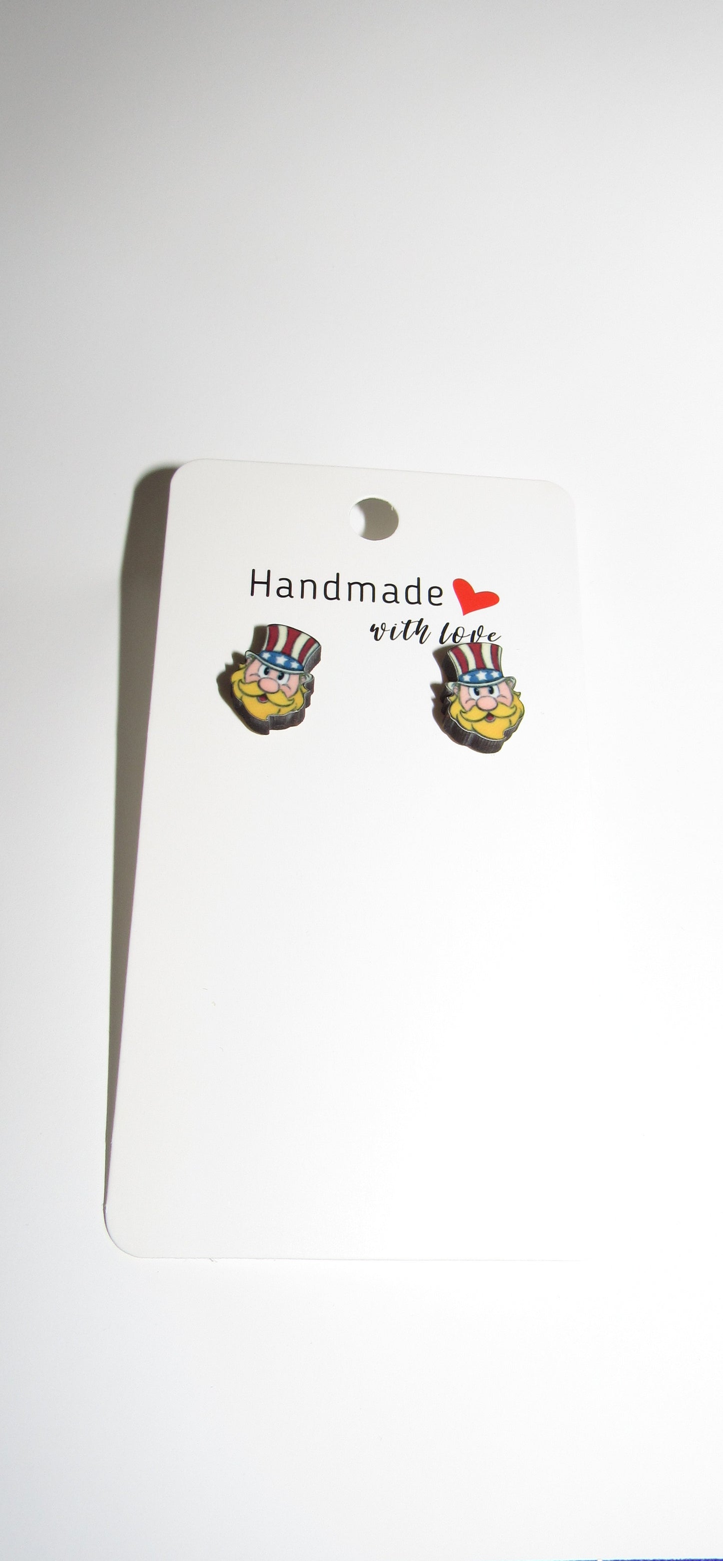 Patriotic Gnome Head Stud Earrings, Lightweight MDF, Hypoallergenic, USA Pride Jewelry
