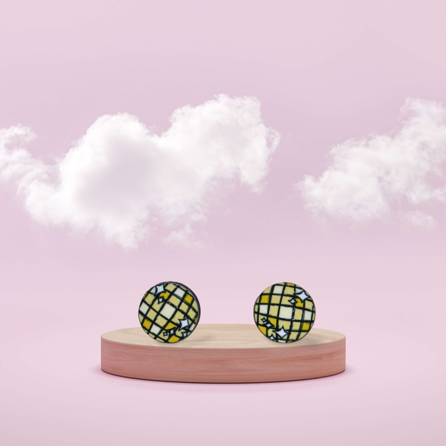 Round Shaped Stud Sublimated Earrings MDF