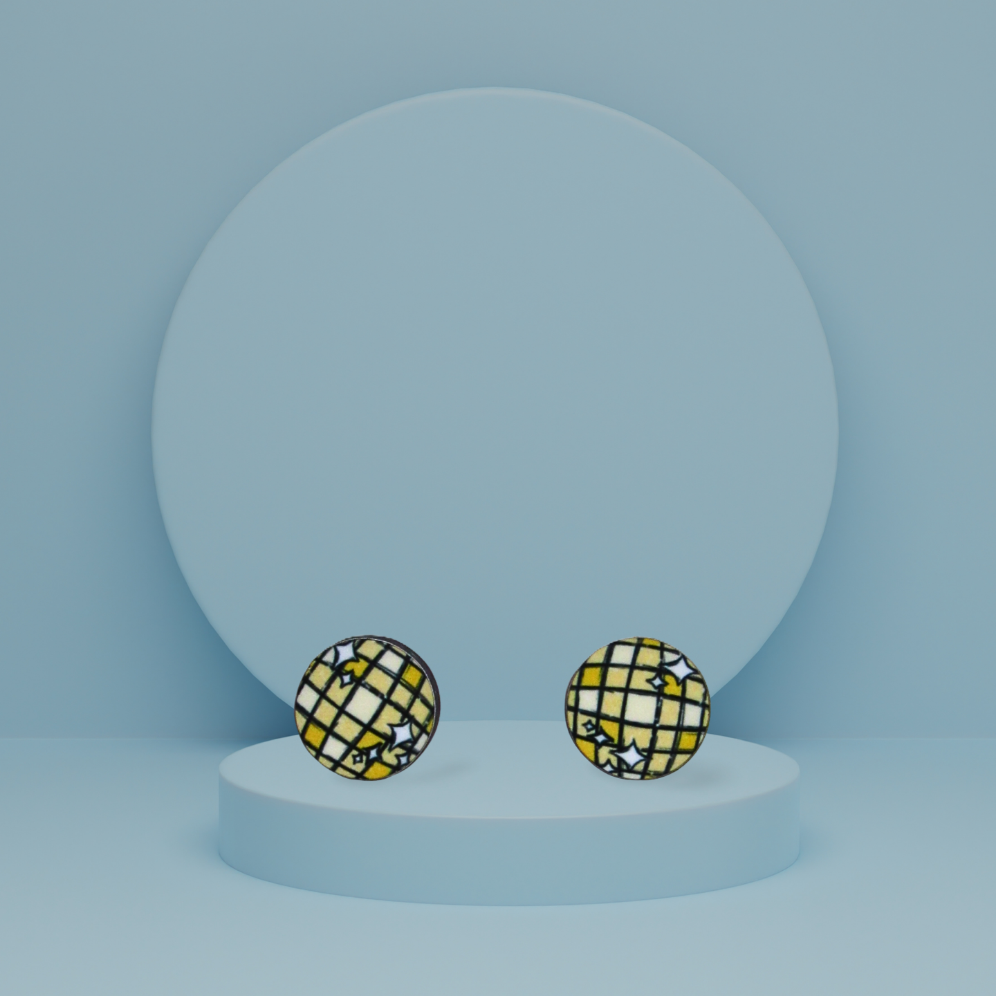 Round Shaped Stud Sublimated Earrings MDF