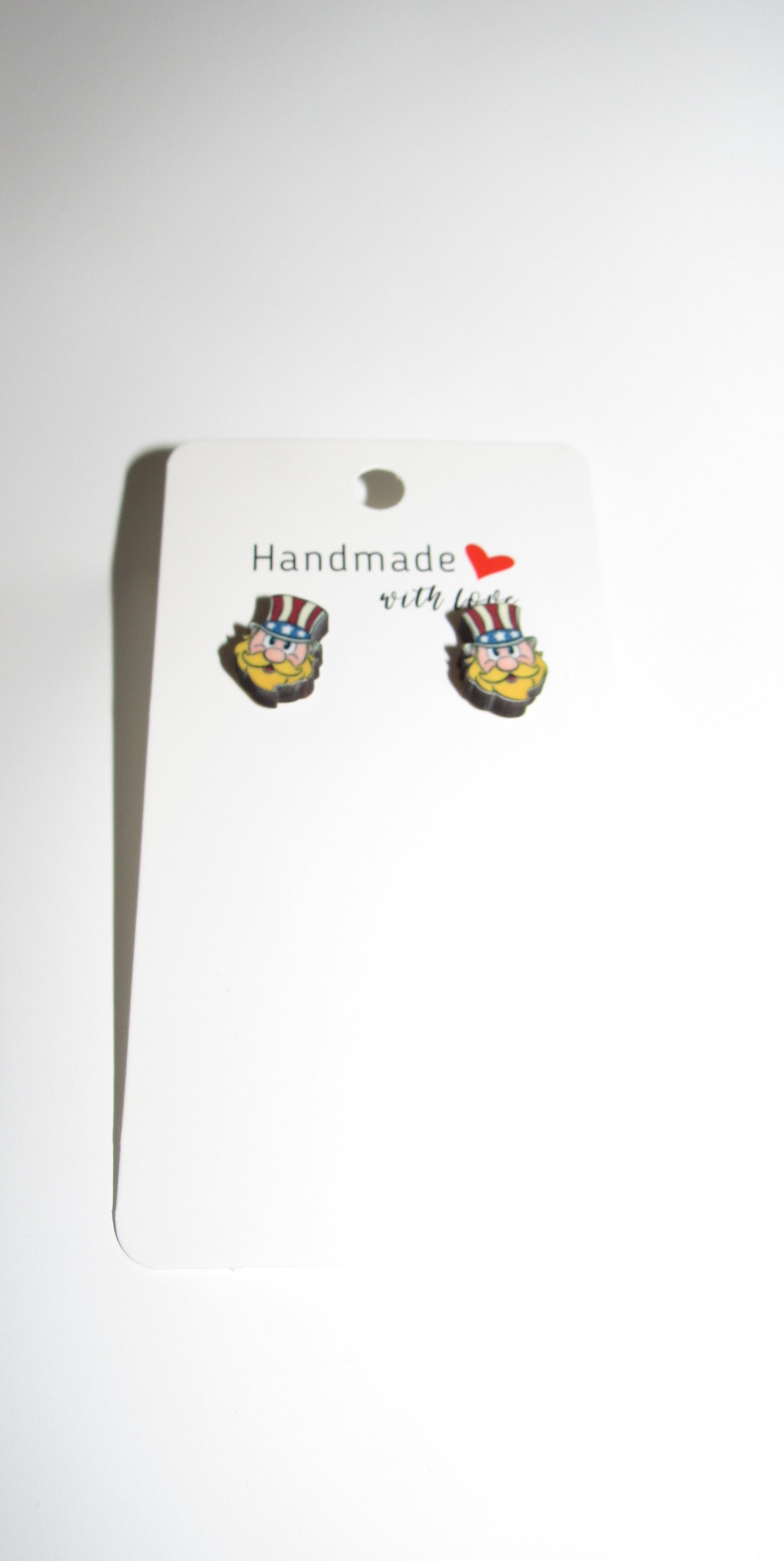 Patriotic Gnome Head Stud Earrings, Lightweight MDF, Hypoallergenic, USA Pride Jewelry