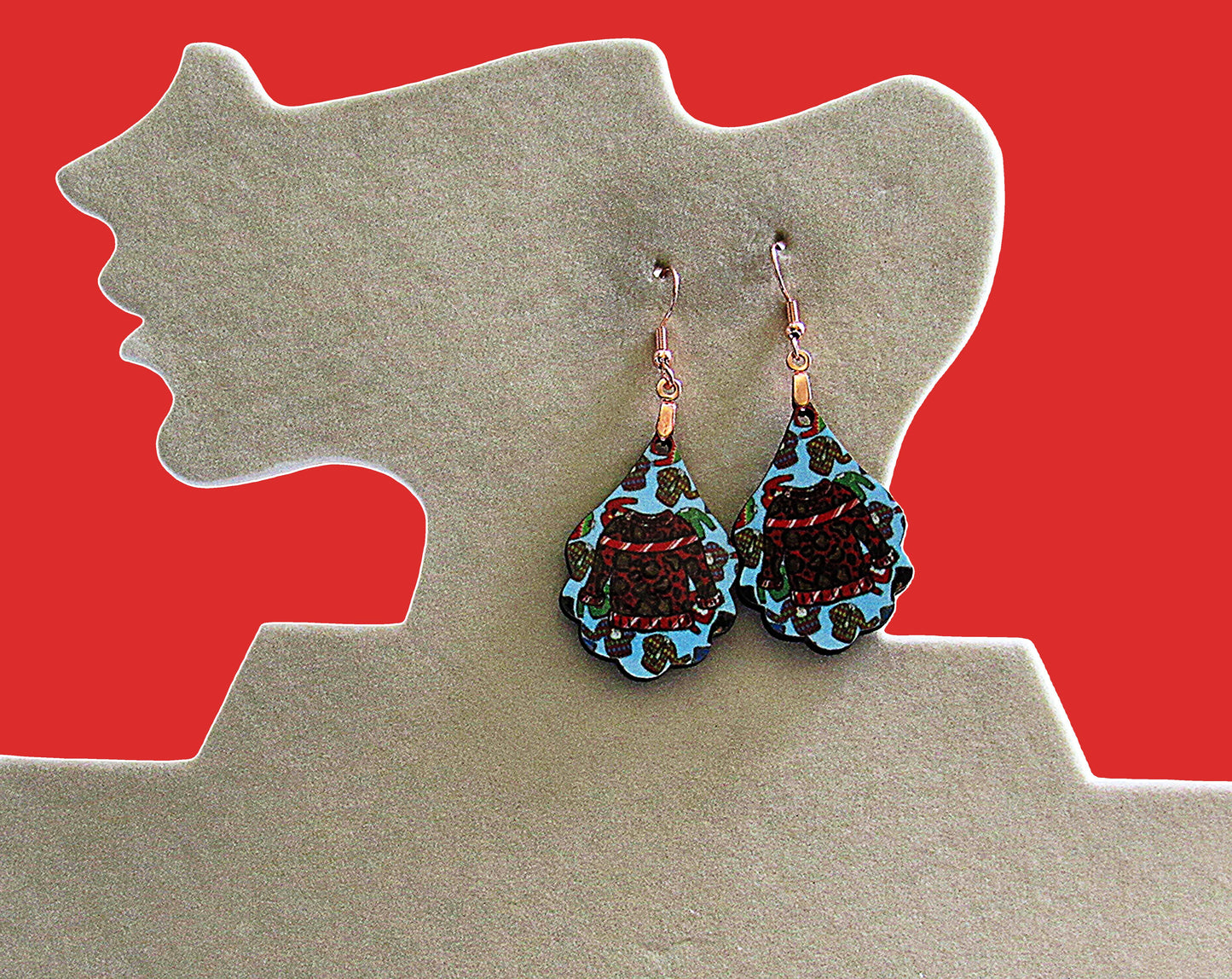 Scalloped Teardrop Shaped Sublimated Earrings