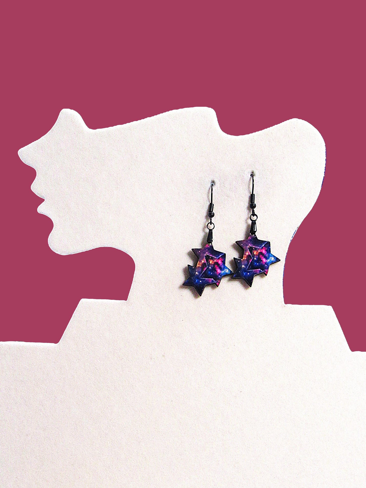Triple StarShaped Sublimated Earrings 1 inch