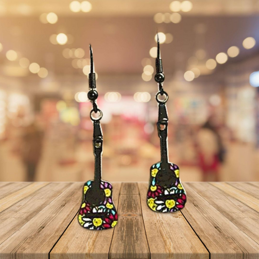 Guitar Shaped Sublimated Earrings 1 inch