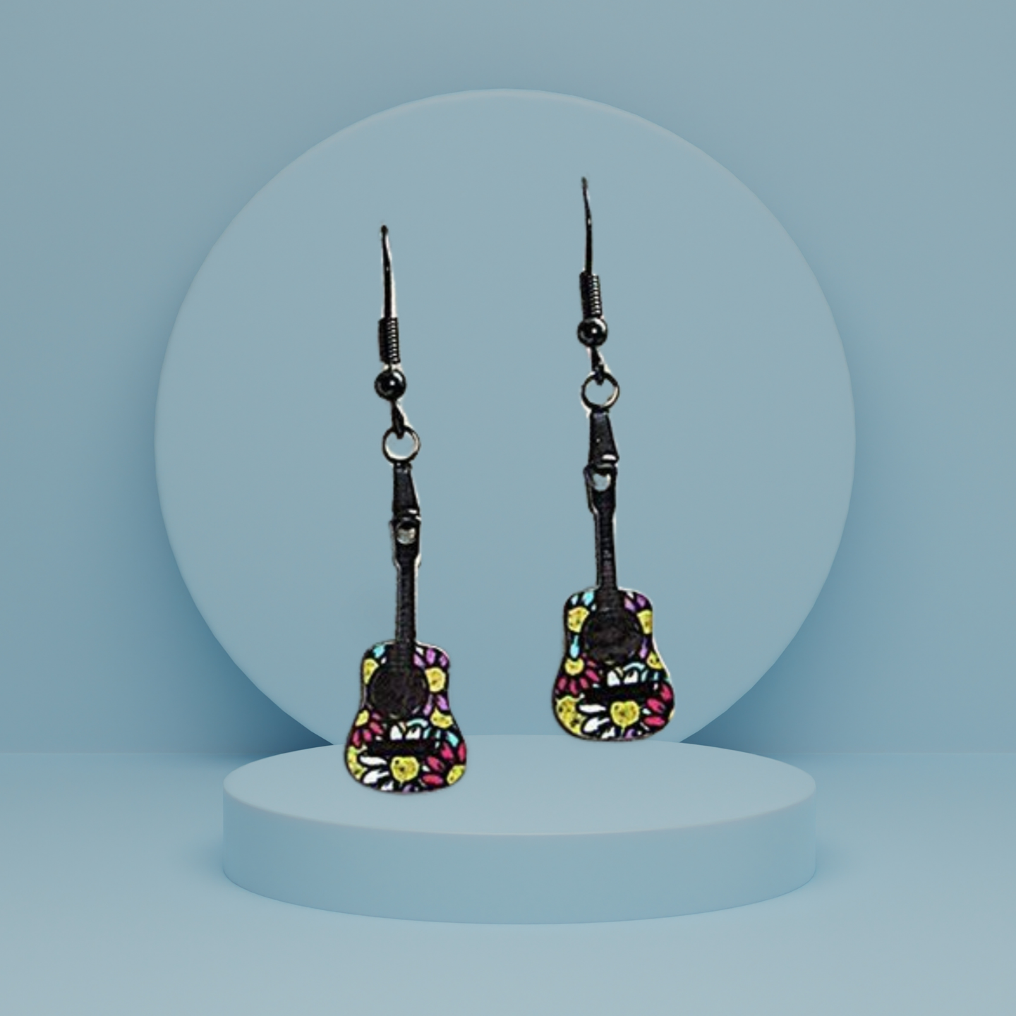 Guitar Shaped Sublimated Earrings 1 inch