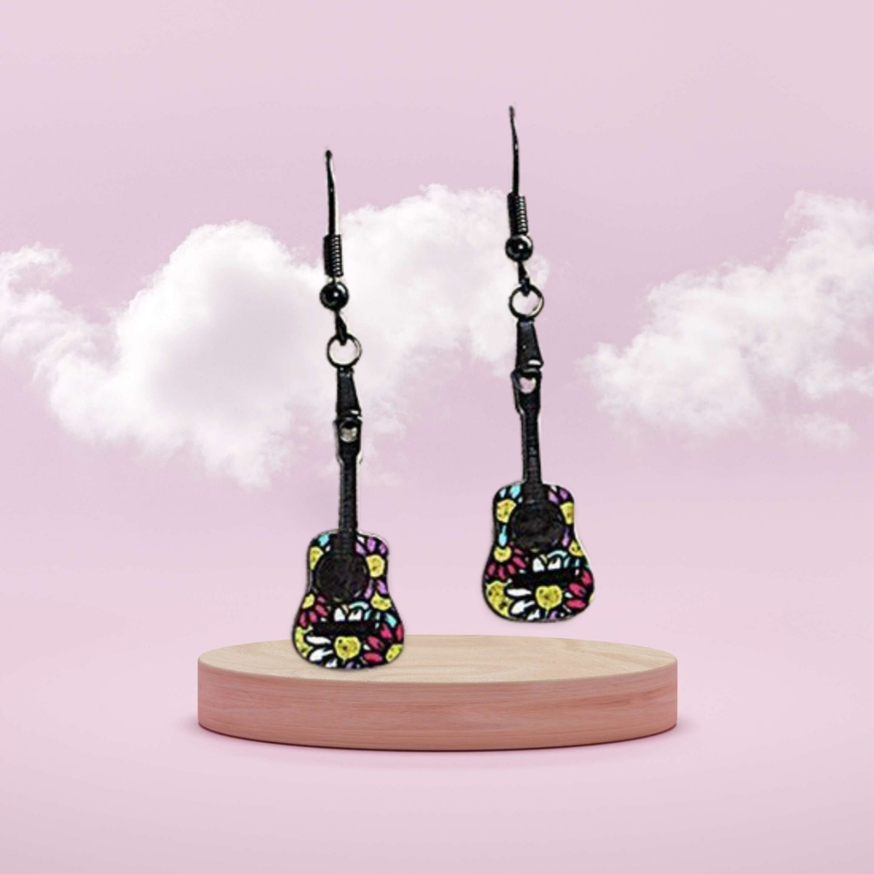 Guitar Shaped Sublimated Earrings 1 inch