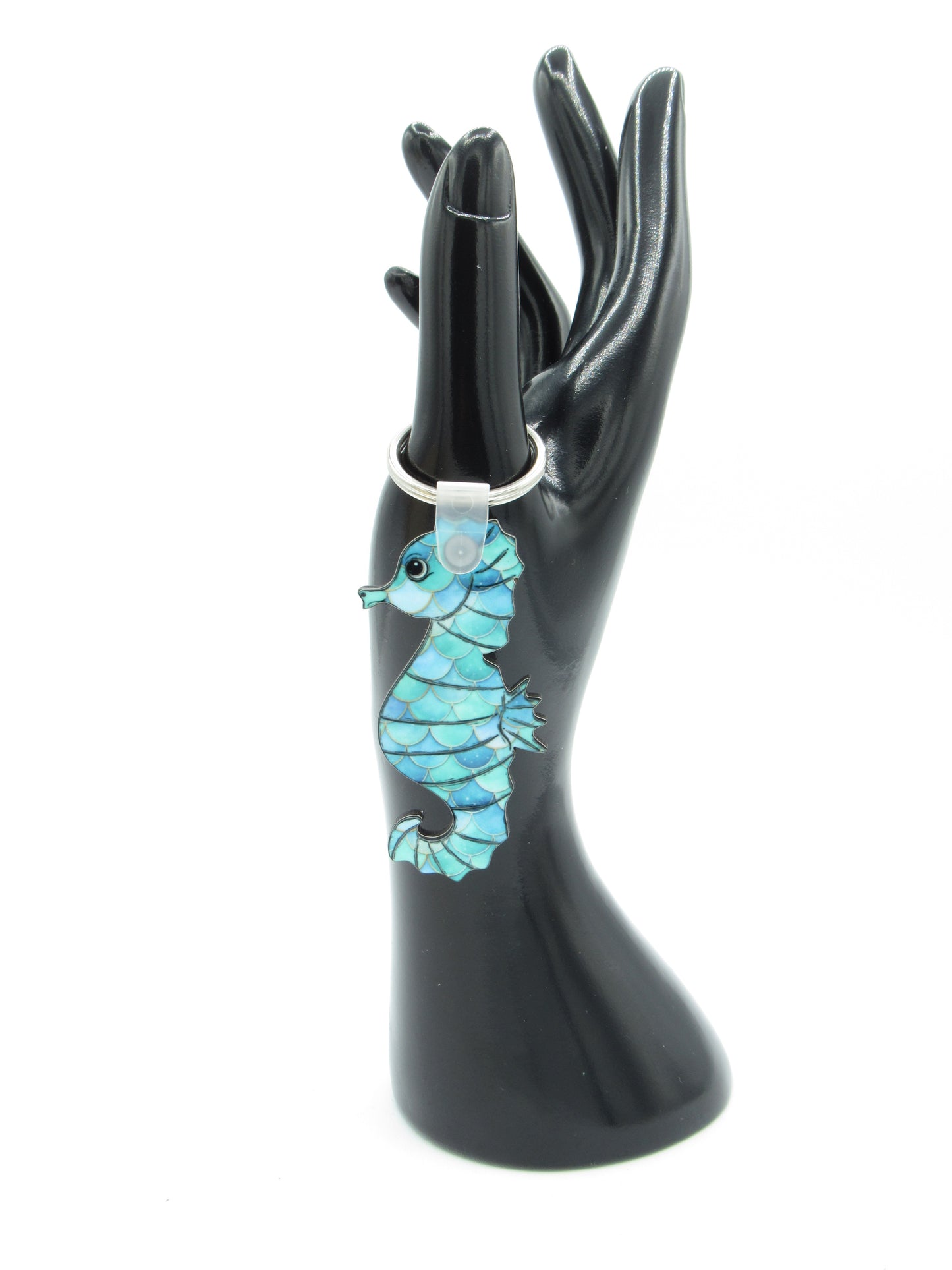 Seahorse Keychain Sublimation MDF Key, Ring Ocean Beach Bag Charm 2.5in
