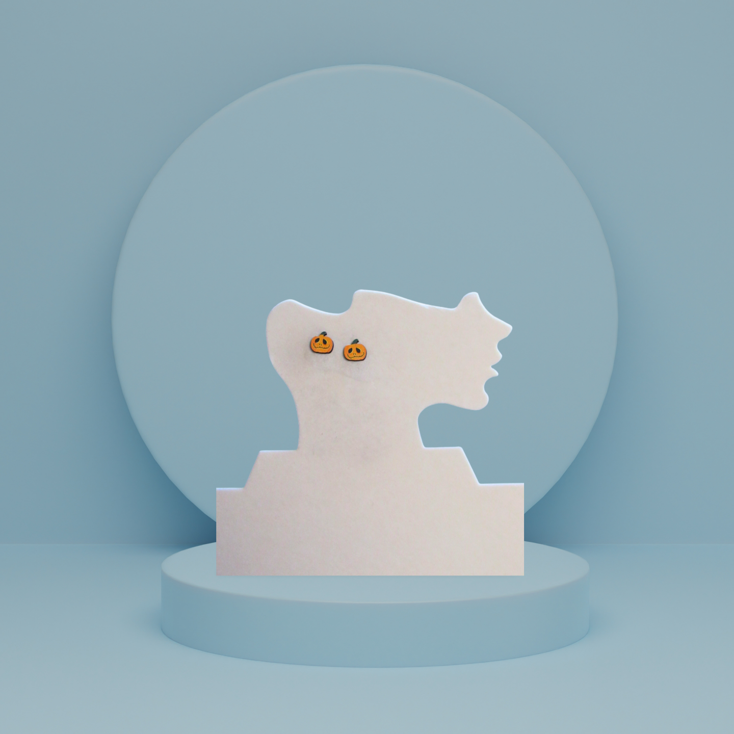 Pumpkin Shaped Sublimated Stud Earrings