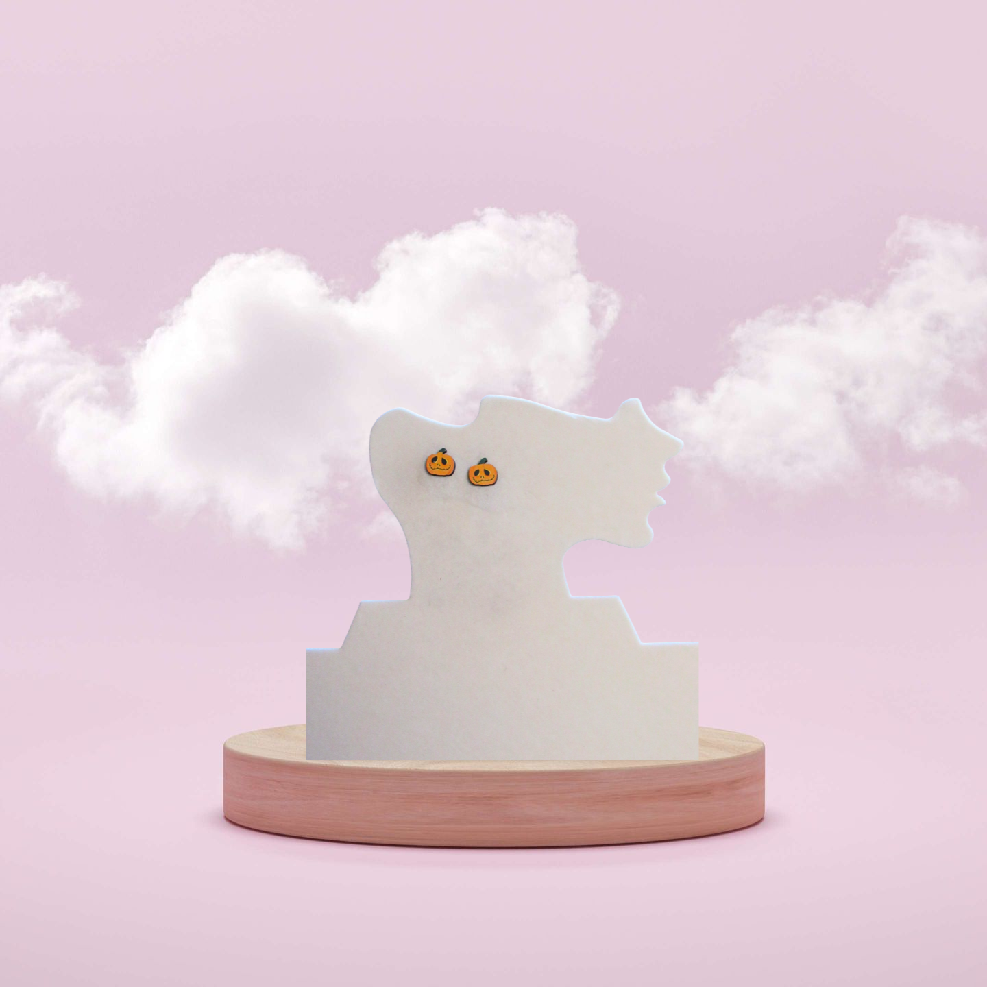 Pumpkin Shaped Sublimated Stud Earrings