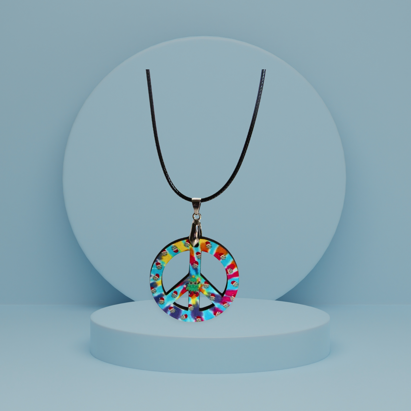 Peace Sign Shaped Sublimated Necklace