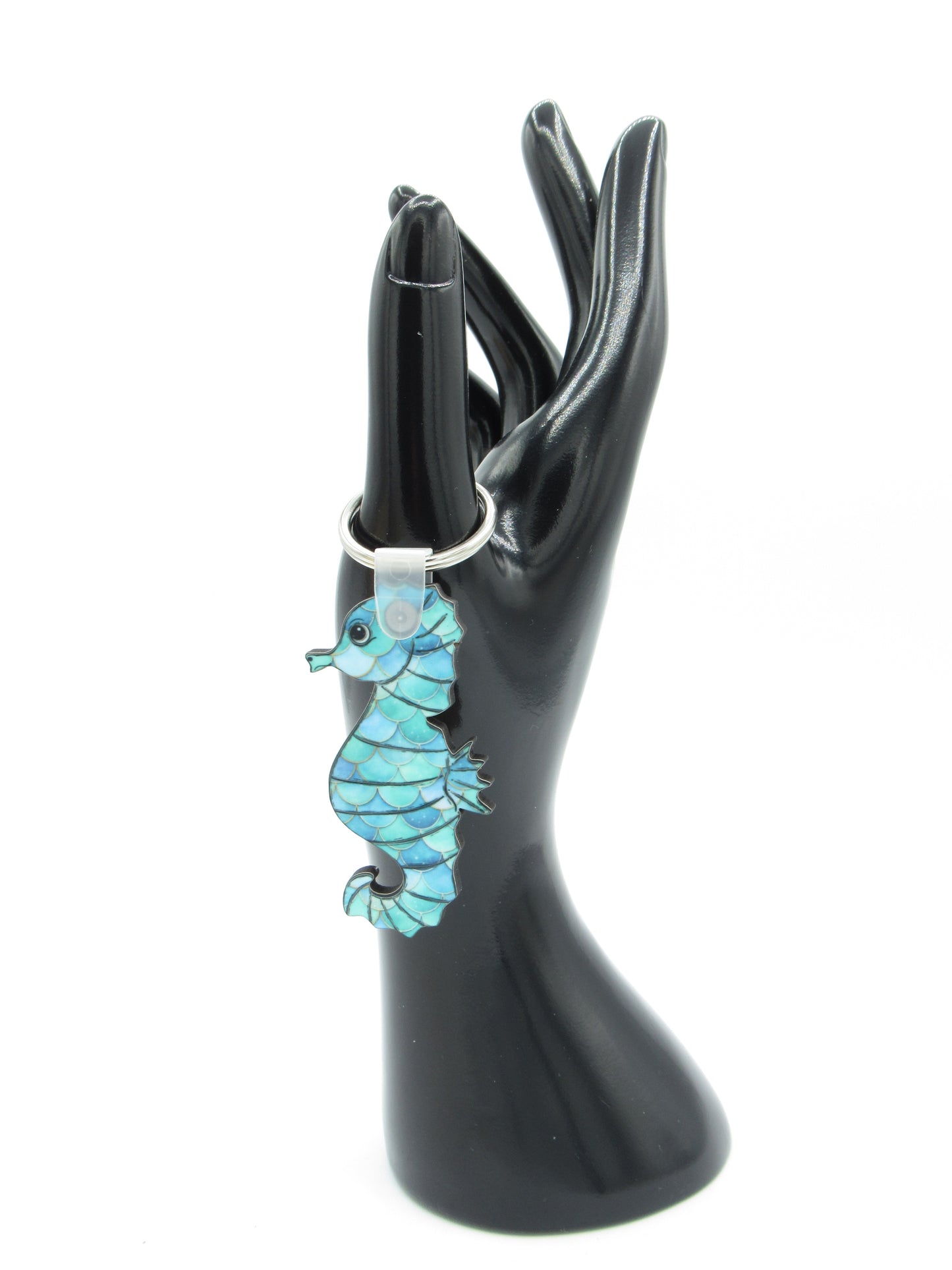 Seahorse Keychain Sublimation MDF Key, Ring Ocean Beach Bag Charm 2.5in