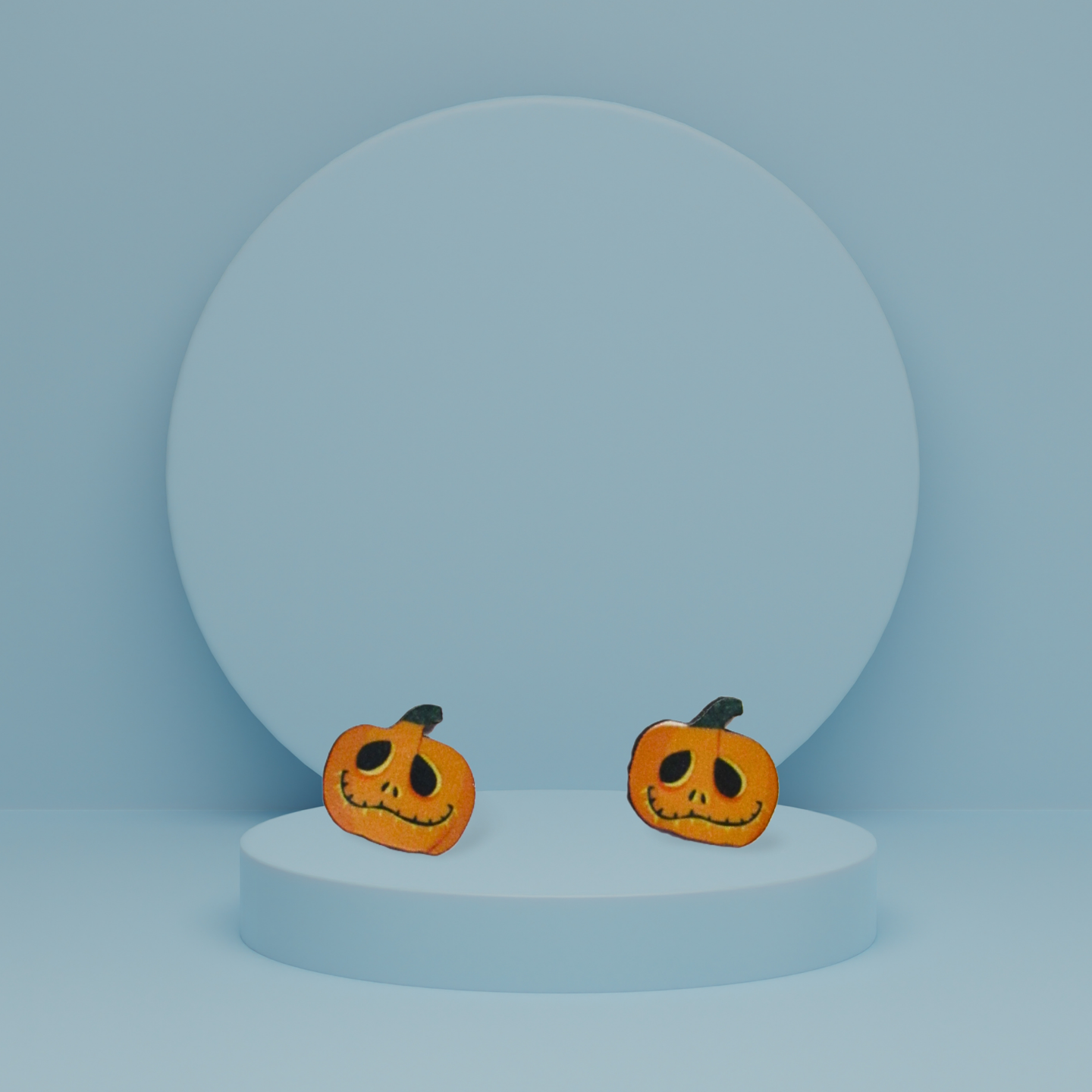 Pumpkin Shaped Sublimated Stud Earrings
