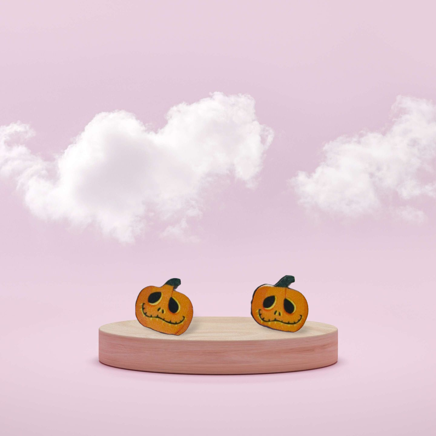 Pumpkin Shaped Sublimated Stud Earrings