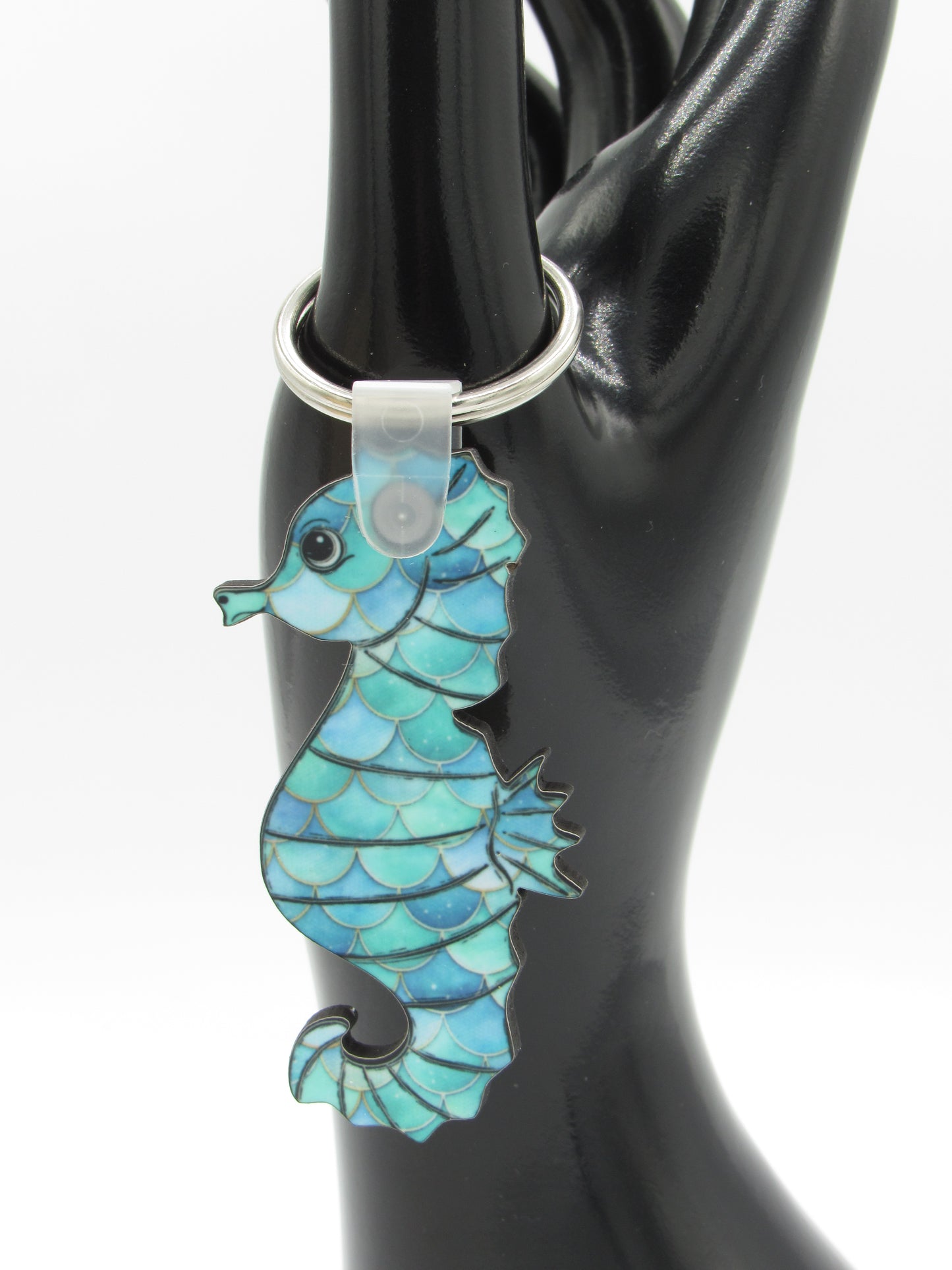 Seahorse Keychain Sublimation MDF Key, Ring Ocean Beach Bag Charm 2.5in