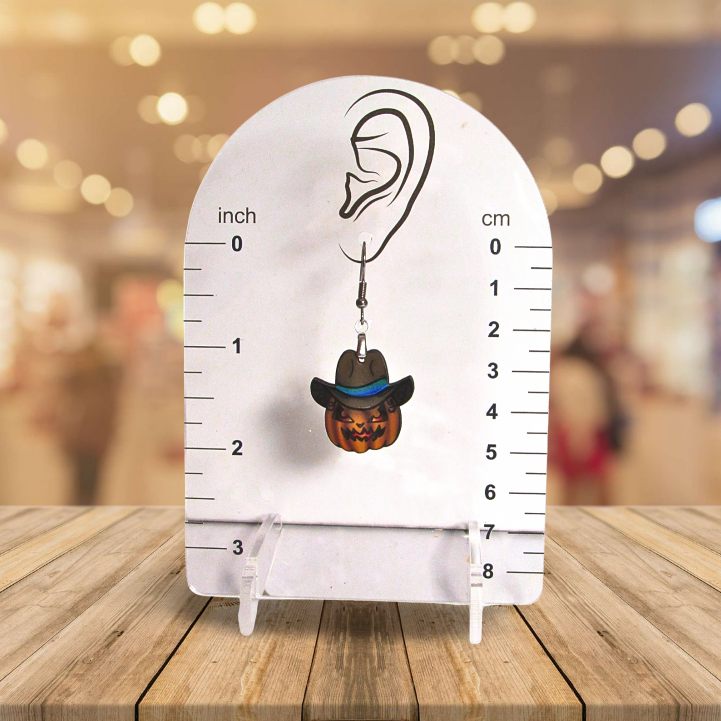 Cowboy Pumpkin Shaped Sublimated Earrings 1 inch