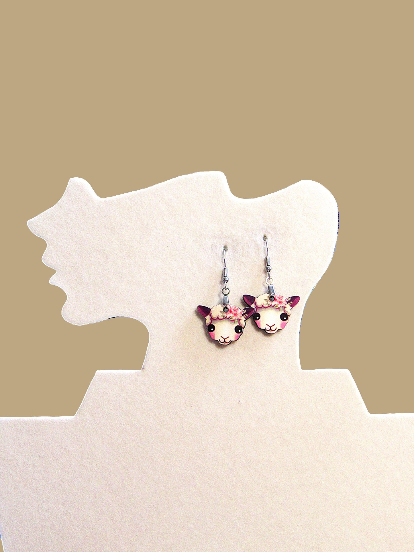 Sheep Head Shaped Sublimated Earrings 1 inch