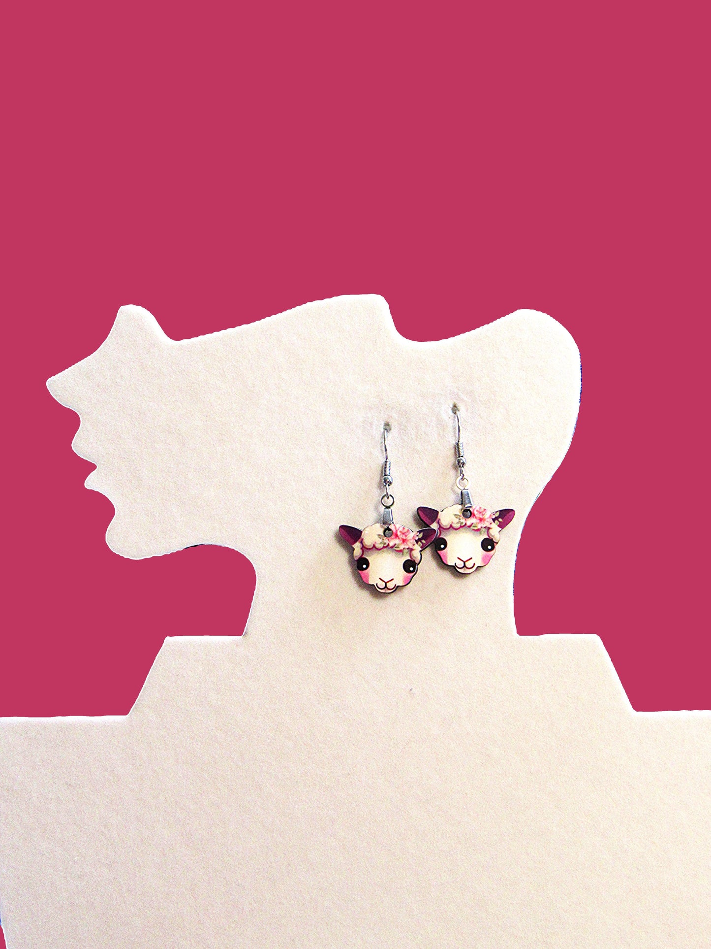 Sheep Head Shaped Sublimated Earrings 1 inch