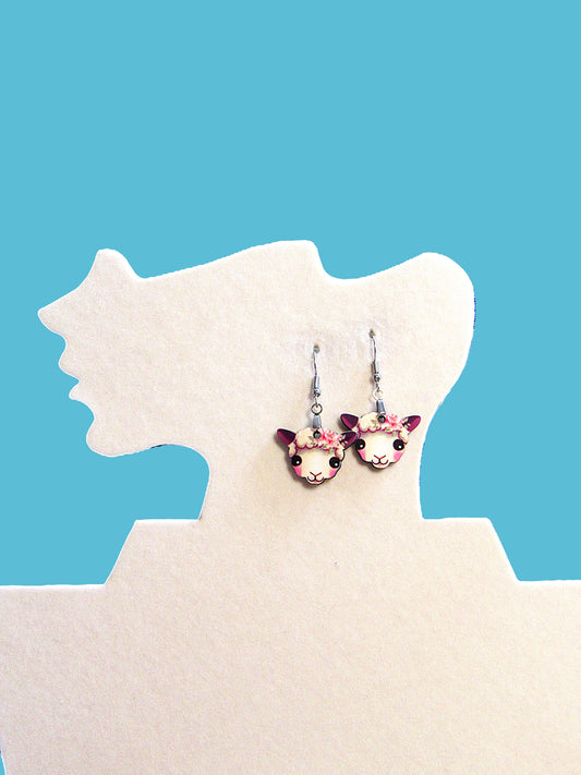 MDF-Sheep Head Shaped Sublimated Earrings 1 inch