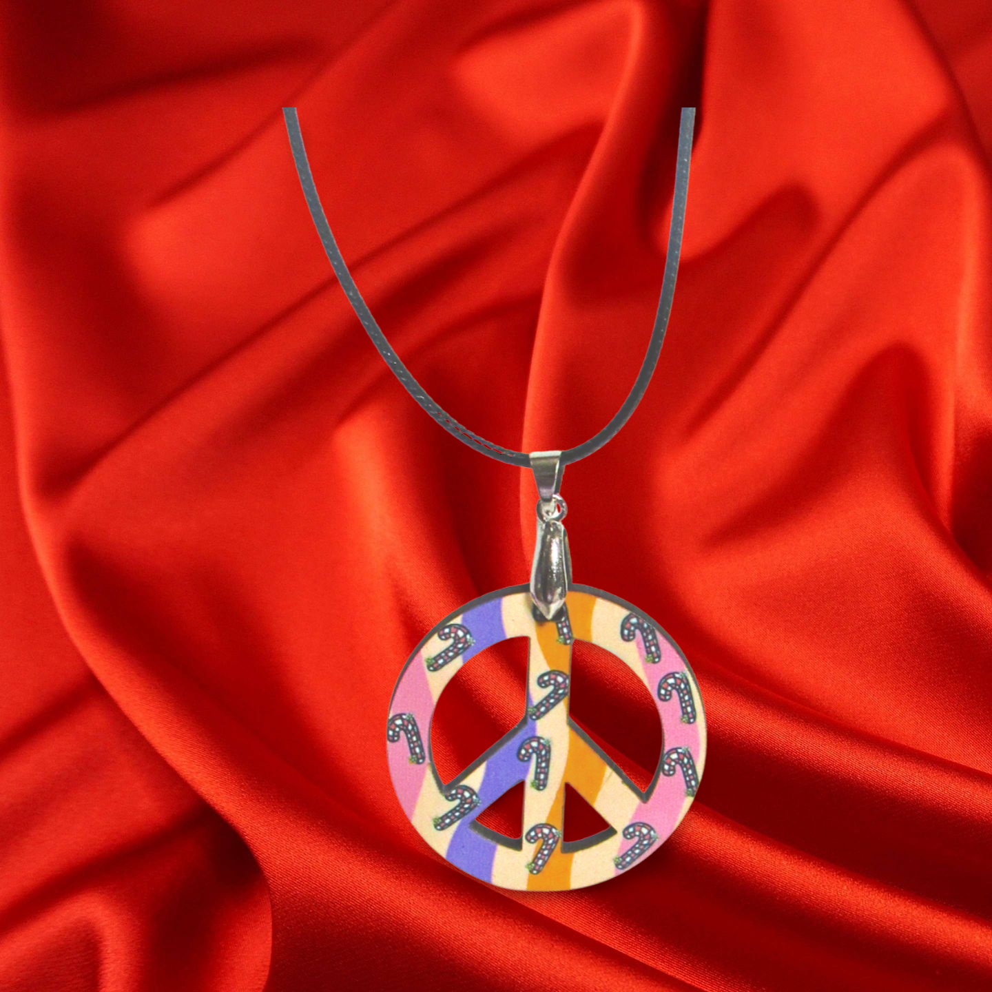Peace Sign Shaped Sublimated Necklace