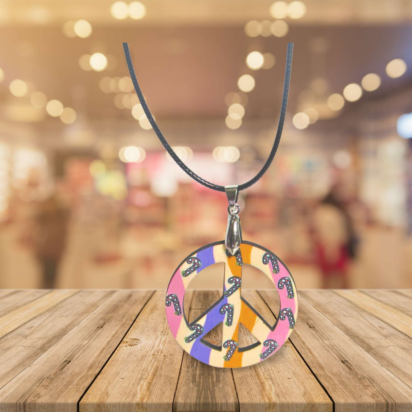 Peace Sign Shaped Sublimated Necklace