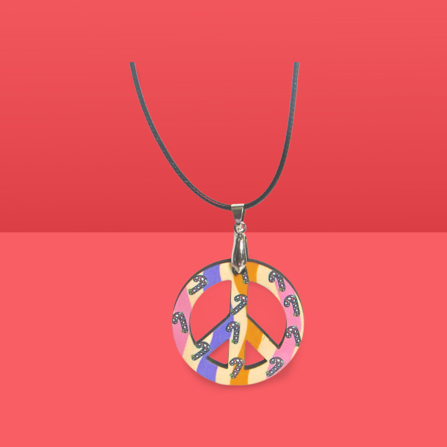 Peace Sign Shaped Sublimated Necklace
